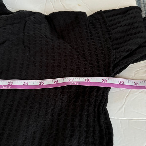 Free People Top Women's M Black Waffle Knit Cowl Neck Oversized Pullover - Picture 5 of 10